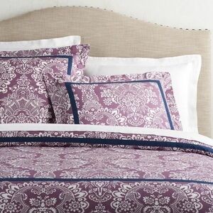 Pottery Barn ELAINE DAMASK Floral Duvet Cover Full Queen NWOT